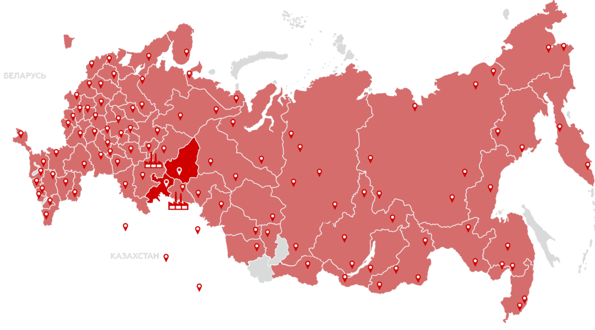 Карта поставок оборудования УРАЛКРАН
